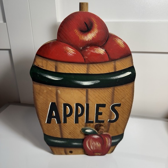 Vintage‎ Wood Apple Barrel Farmhouse Paper Towel Holder...